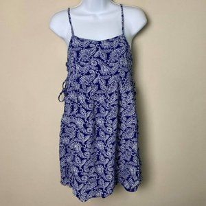 Love Tree Blue and White Paisley Lace Up Tank Tunic size Medium